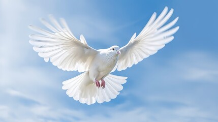 Obraz premium White Dove of Peace Soaring Against a Radiant Blue Sky