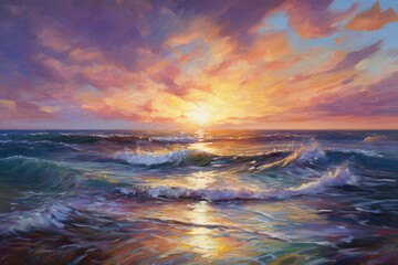 landscape of a beautifully painted sunset on the sea