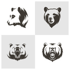 Set of Head Bear vector illustration design. Head Bear logo design Template.