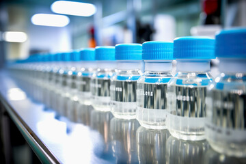 Medical Vials On Production Line At Pharmaceutical Factory. Ai Generated
