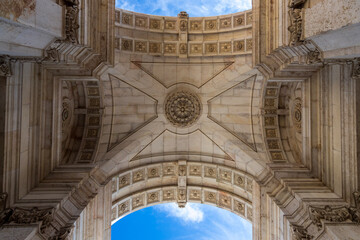 Detail of the Rua Augusta arch in Lisbon, Portugal