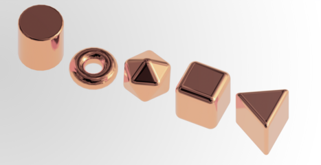 make up powder, bar isolated on white, 3d bronze Geometry. Realistic render yellow metallic objects, minimalistic simple different angles shapes, standard primitives. copper memphis 3d shape