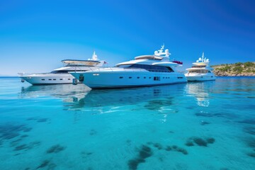 aerial view of beautiful yacht in blue sea, AI Generated