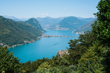 Fototapeta na wymiar top view of Lugano lake Switzerland