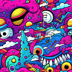 Trippy doodles optical illusion psychedelic repeat pattern