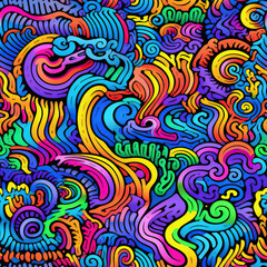 Fototapeta na wymiar Trippy doodles optical illusion psychedelic repeat pattern