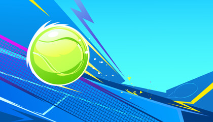The tennis ball flew through the net. sports concept
