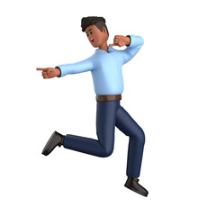 3d black businessman executive pose wearing suit standing with blank screen laptop isolated on white background, 3d rendering