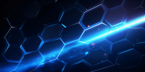 Obraz premium Abstract technology background with blue hexagons. 