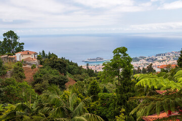 A view of a cruise ship docked in Funchal, Madeira