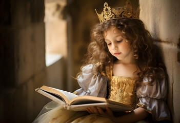 Pretty princess reading holy bible book.