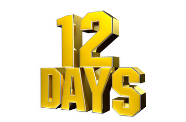Number 12 days gold 3D illustration. Advertising signs. Product design. Product sales.