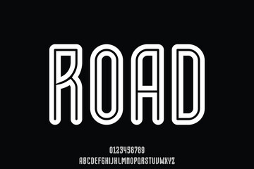 Modern thick soft linear outline alphabet display font vector. Unique rounded decorative typography style