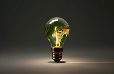 light bulb with earth globe world map design