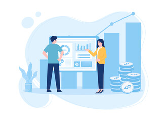 people are learning about trading concept flat illustration