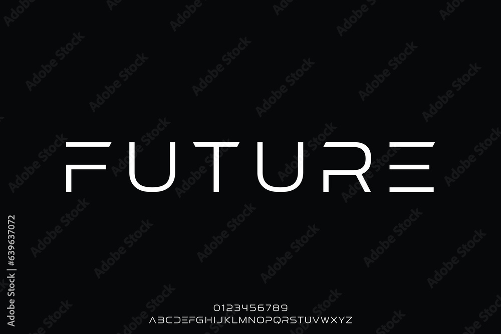 Poster modern clean sophisticated sans serif alphabet display font vector. creative futuristic typography s