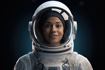 Caucasian Woman Astronaut Backdrop Very Happy Generative AI