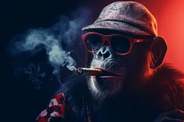 Foto auf Acrylglas A Monkey smokes a cigarette © Guido Amrein