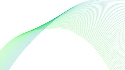 Abstract colorful green lines on a white background. Futuristic colorful blend wave lines on transparent background. Design used for technology, science, banner, template, wallpaper, business	