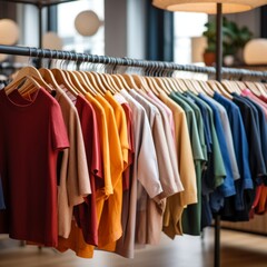 Obraz premium boutique retail store interior design creative space and ideas cloth hanger dress and garment showroom background