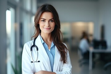 Caucasian Woman Doctor Backdrop Very Pretty Generative AI