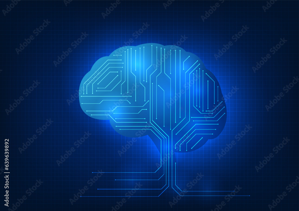 Poster intelligent brain technology inside the brain are connected technological circuits. it represents th