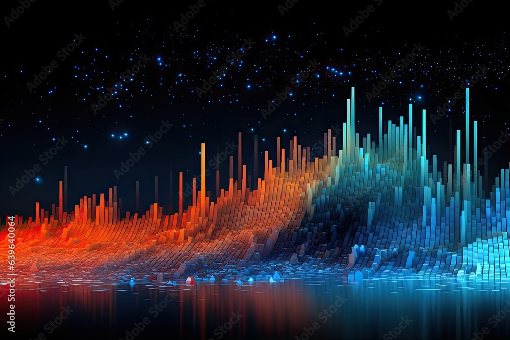 Poster abstract background with blue and red equalizer illustration. abstract background of data visualizat