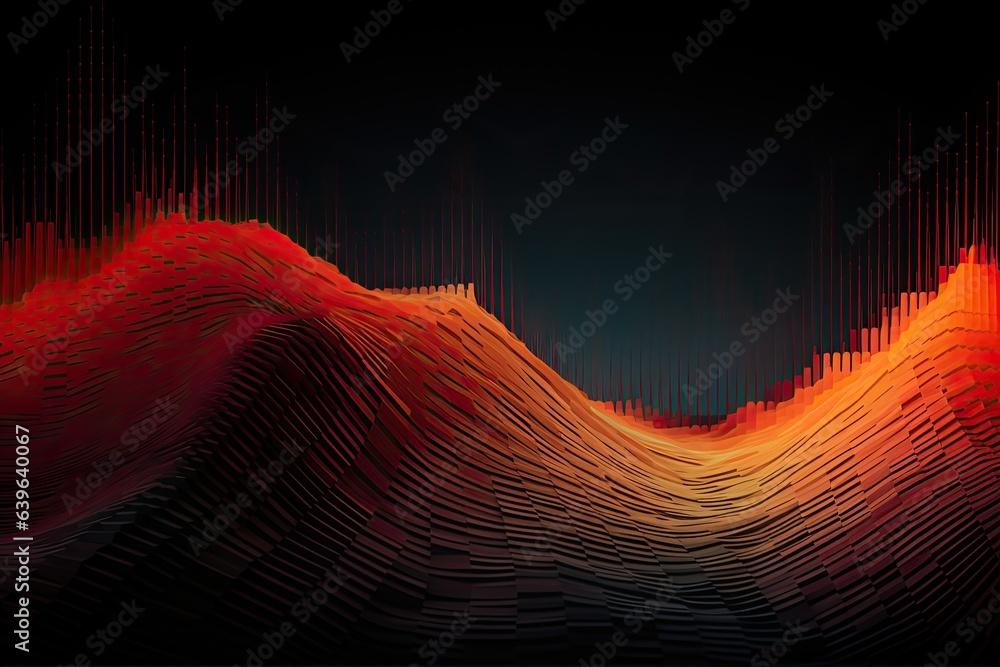 Poster abstract background with red and orange waves illustration for your design, abstract background of d