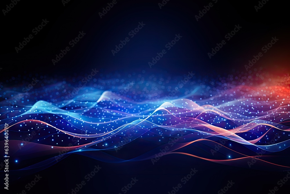 Aufkleber abstract technology background with glowing lines and particles illustration. abstract background sc