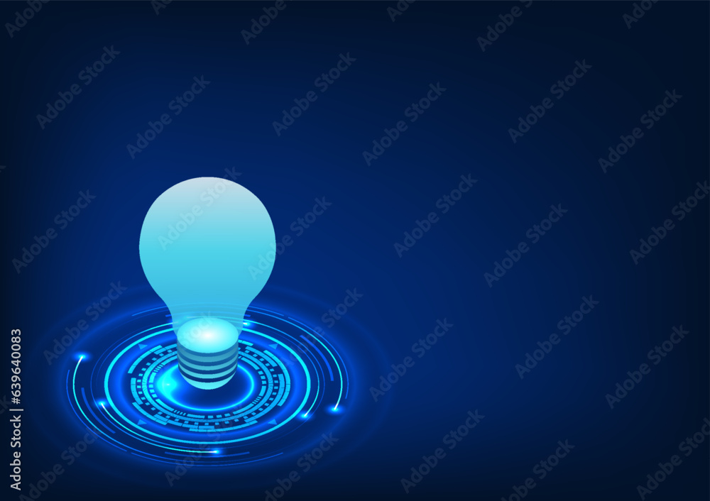 Poster light bulb technology is placed on the technology circle finding information or new ideas by using t