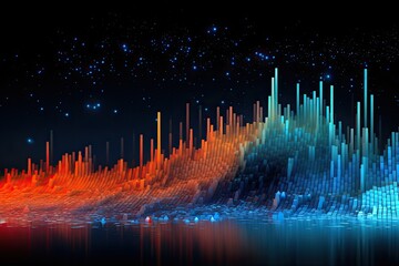 abstract background with blue and red equalizer illustration. Abstract background of data visualization, AI Generated