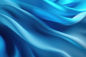 Obraz premium abstract blue background with smooth lines and waves illustration. Abstract Background with 3D Wave blue Gradient Silk Fabric, AI Generated