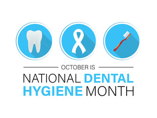 Dental Hygiene month observed each year during October. Banner, poster, card, background design.