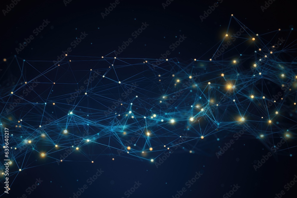 Poster abstract technology background with connecting dots and lines. network concept. 3d rendering, abstra