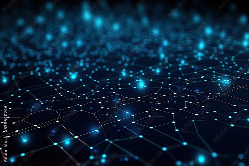 Poster 3d rendering of abstract digital technology background with connecting dots and lines, abstract digi