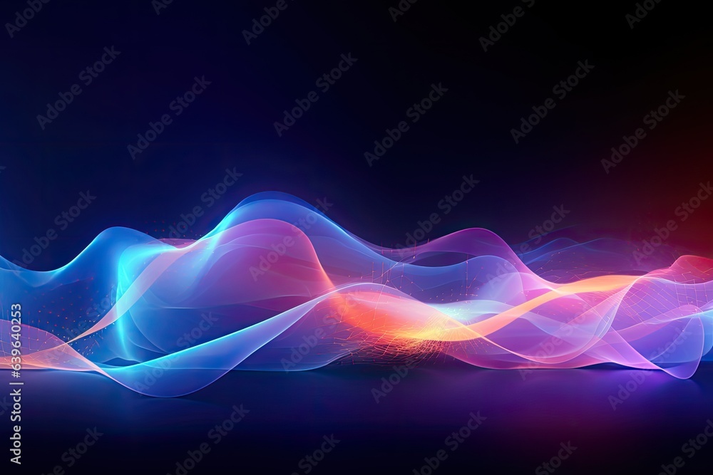 Poster abstract background with colorful waves, lines and bokeh effect, abstract digital background with fl