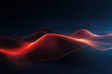  abstract digital wave with particles on dark background. 3d rendering, Abstract digital background with flowing waves and data points, AI Generated © Iftikhar alam