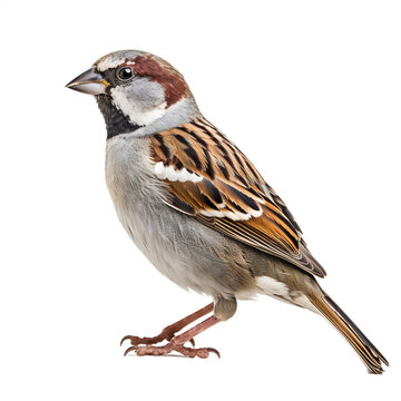 Moineau domestique (Passer domesticus) avec transparence, sans background