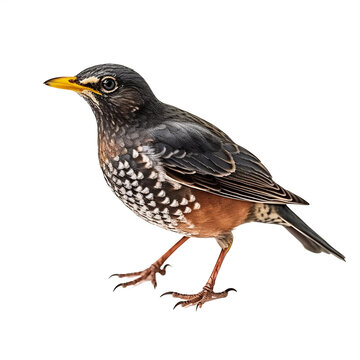 Merle noir (Turdus merula) avec transparence, sans background