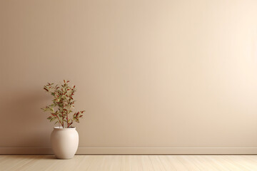 Empty room interior background beige wall