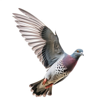 Pigeon ramier en vol (Columbidae) avec transparence, sans background