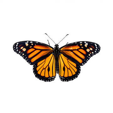 Papillon Monarque (Danaus plexippus) avec transparence, sans background