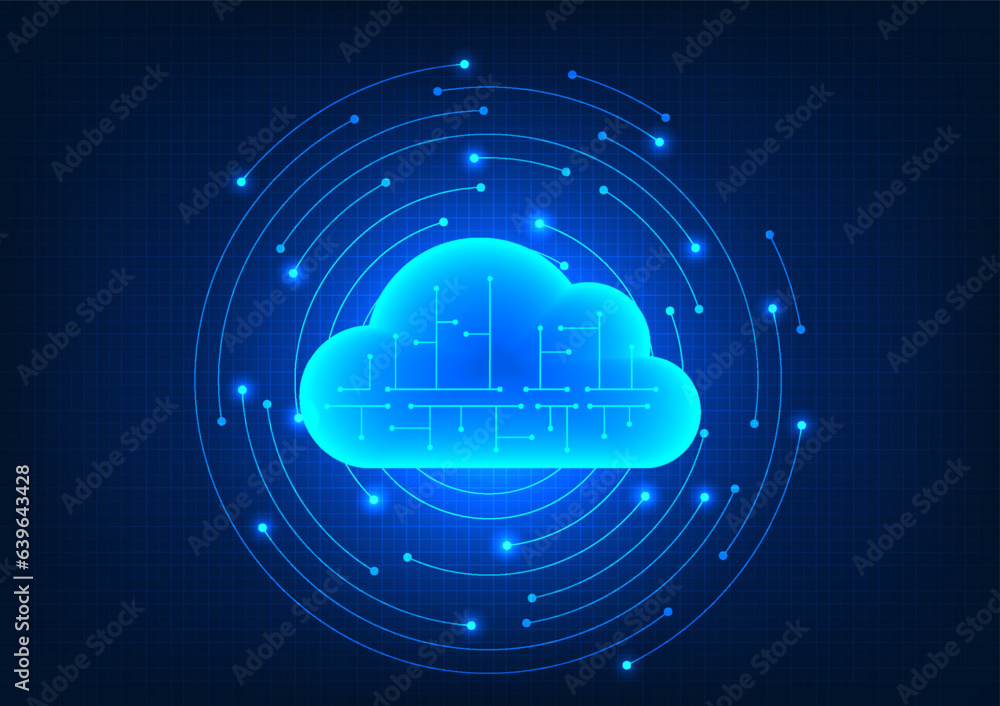 Poster cloud technology inside there are technology circuits with interesting elements. refers to cloud tec