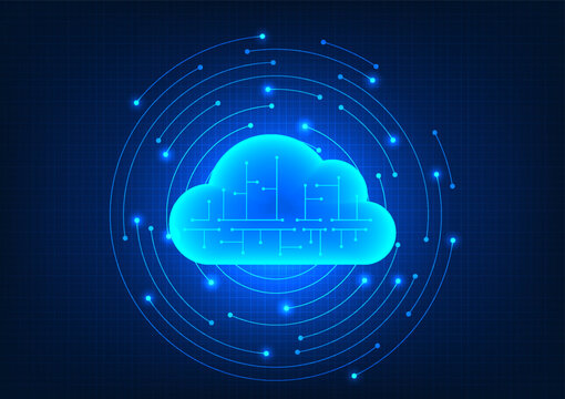 Cloud technology Inside there are technology circuits with interesting elements. Refers to cloud technology that can be used to store data via the Internet and share data with others.