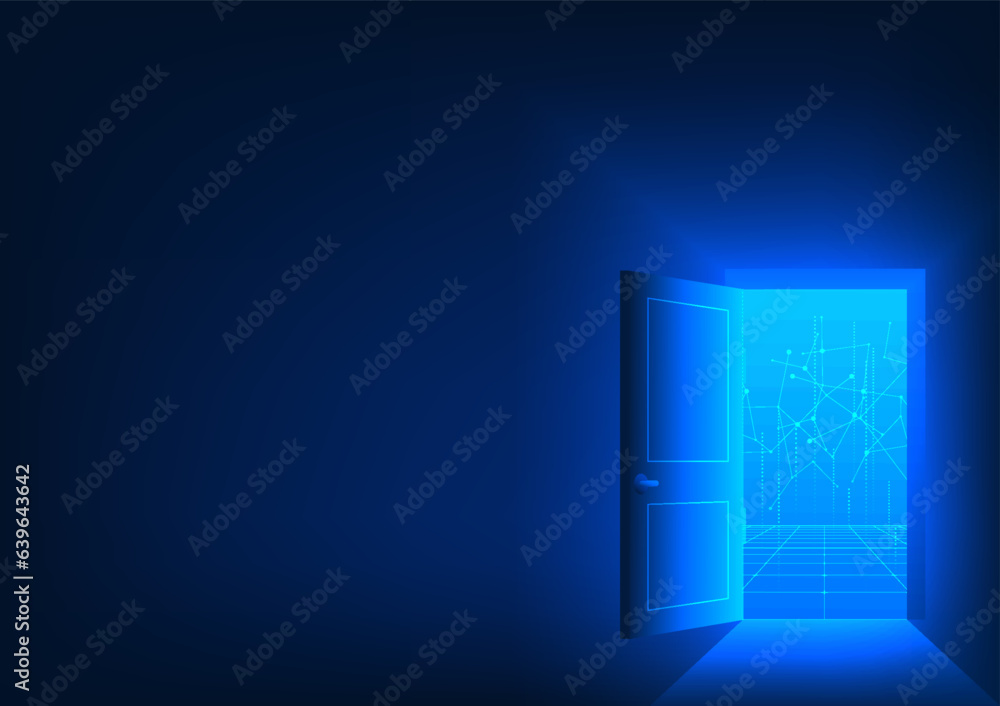 Poster technology background gateway to the world of technology that accesses information and communication