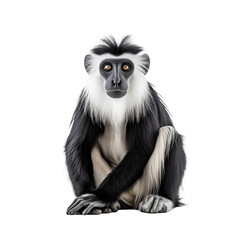 Fototapeta premium Colobe guéréza, primate avec transparence, singe sans background