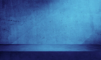 minimal abstract blue concrete background with light for product presentation. shadow and light...