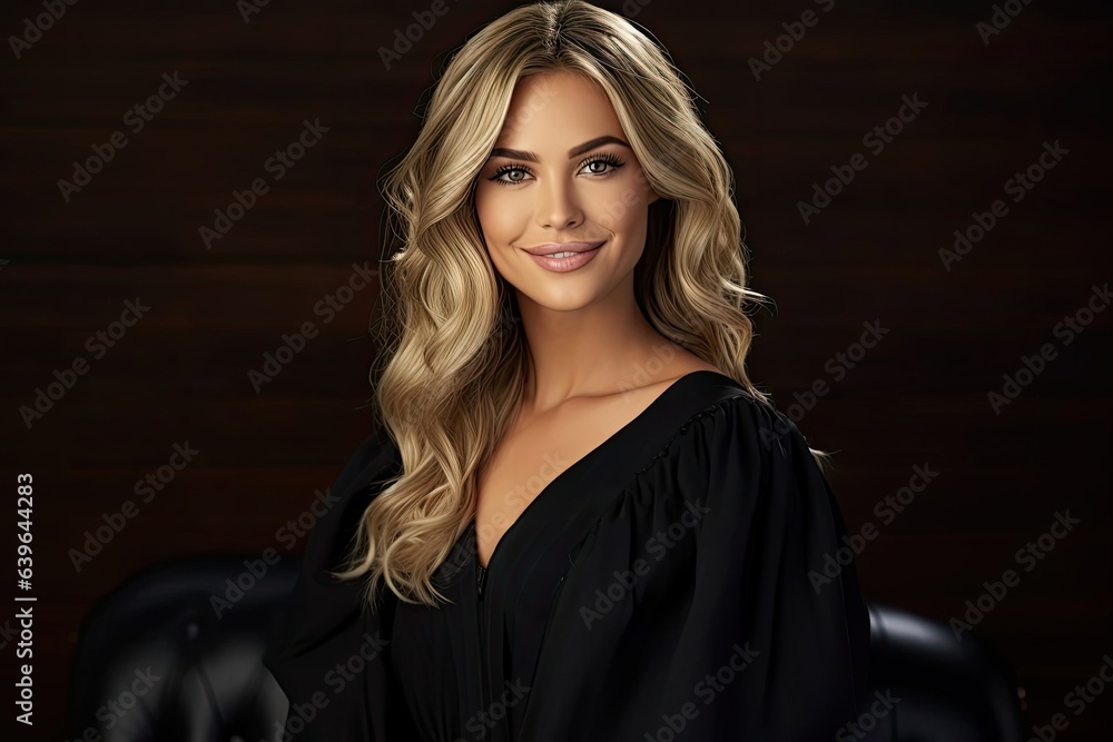 Poster caucasian woman judge background very attractive generative ai