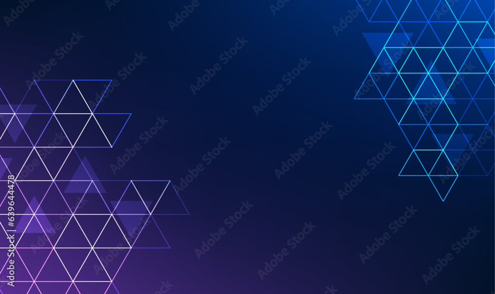 Poster abstract technology background uses geometric shapes to form an interesting triangle. the concept of