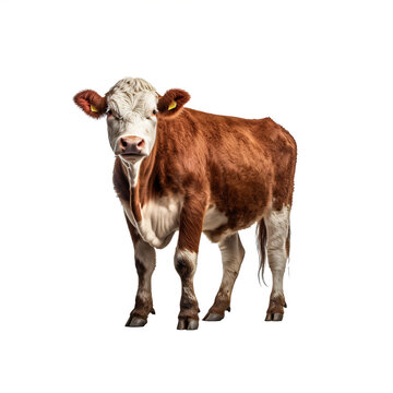 Vache Hereford avec transparence, sans background